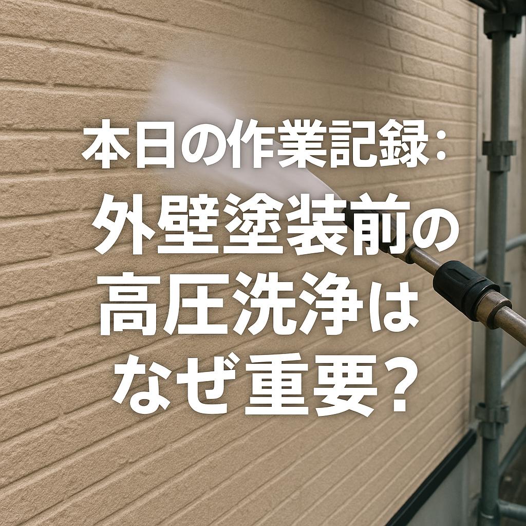 本日の作業記録：外壁塗装前の高圧洗浄はなぜ重要？